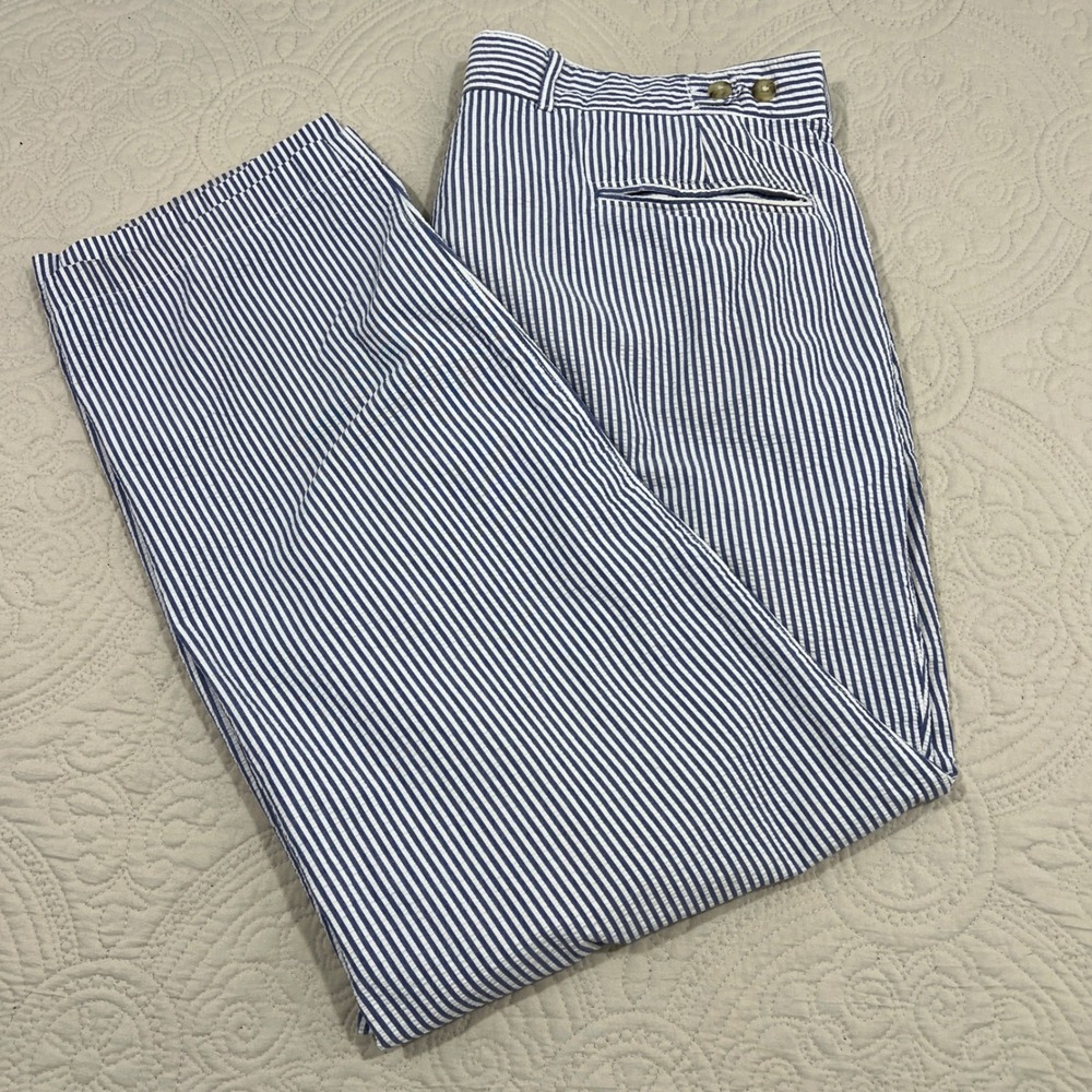 Corbin Threads Mens Blue White Seersucker Pleated Trousers‎ USA Size 38 *READ